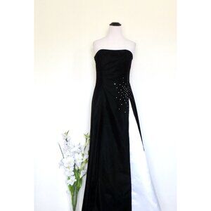 Vintage Scott McClintock Strapless Velvet Satin Gown Starburst Crystals SZ 10